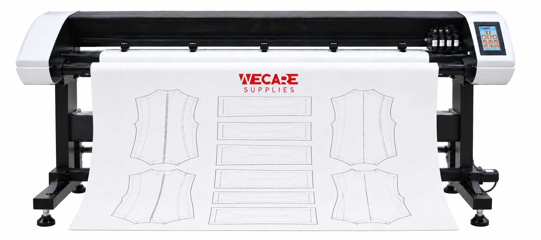 WECARE garment inkjet plotter with original LCD control panel and CAD pattern paper